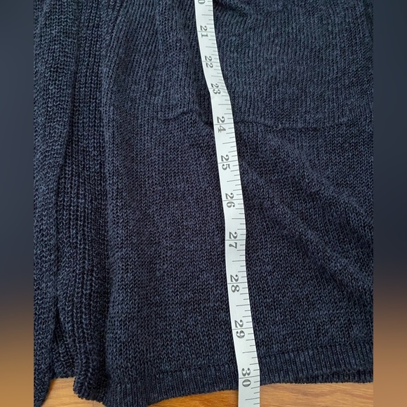 J Jill Long Cardigan Duster Sweater SZ XS Linen Blend Navy Open Front Loose Knit - Picture 9 of 9